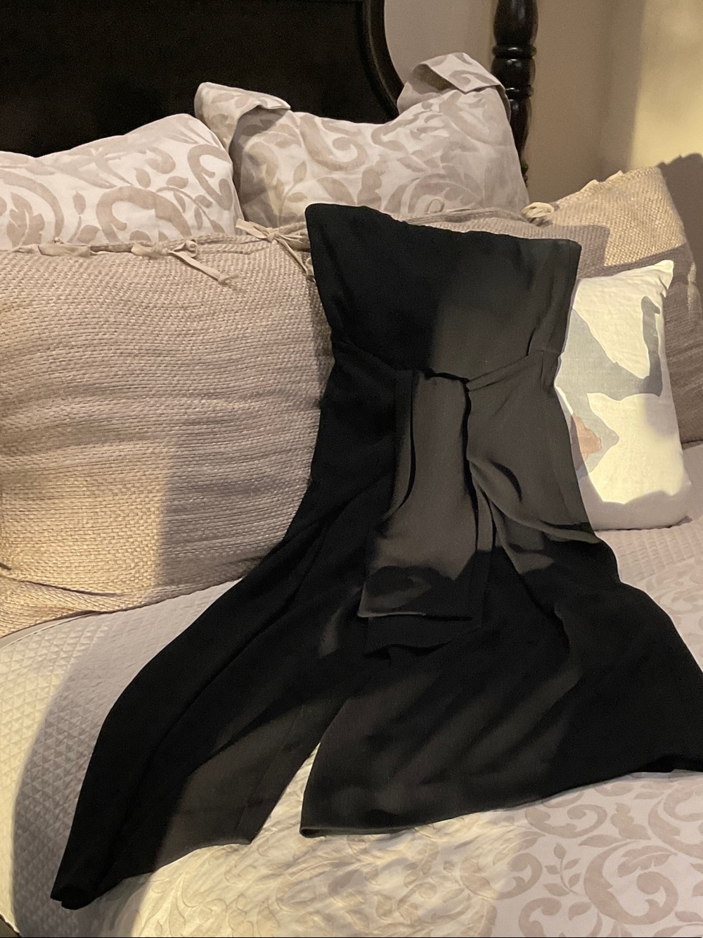 Per Se Black Strapless Wide-Leg Jumpsuit with Waist Tie